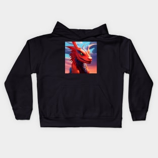 Grinning Young Red Dragon Kids Hoodie